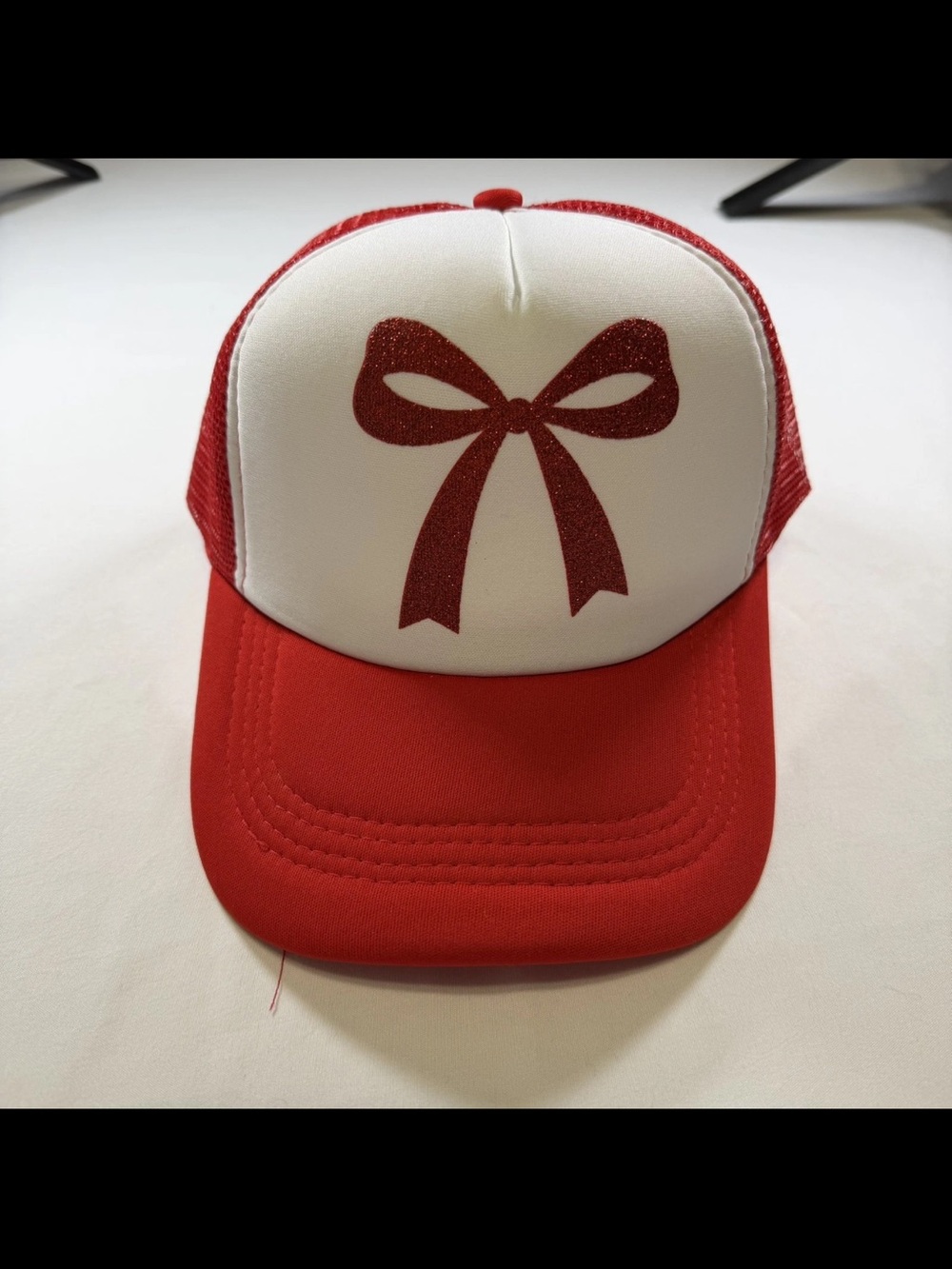Red and White Bow Trucker Hat - Unbranded
